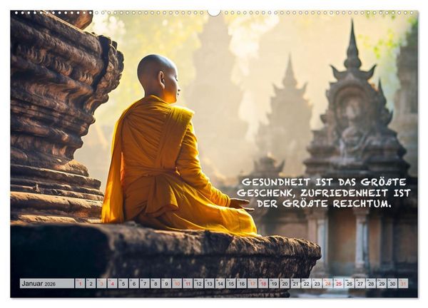 Produktbild: Buddhistische Spr&uuml;che (hochwertiger Premium Wandkalender 2026 DIN A2 quer), Kunstdruck in Hochglanz