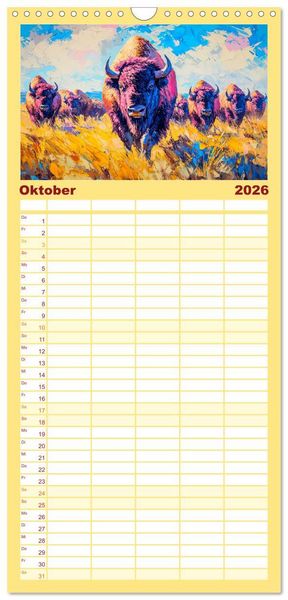 Produktbild: Familienplaner 2026 - Wilde Sch&ouml;nheiten. Ein Jahr mit majest&auml;tischen Tieren mit 5 Spalten (Wandkalender, 21 x 45 cm) CALVENDO