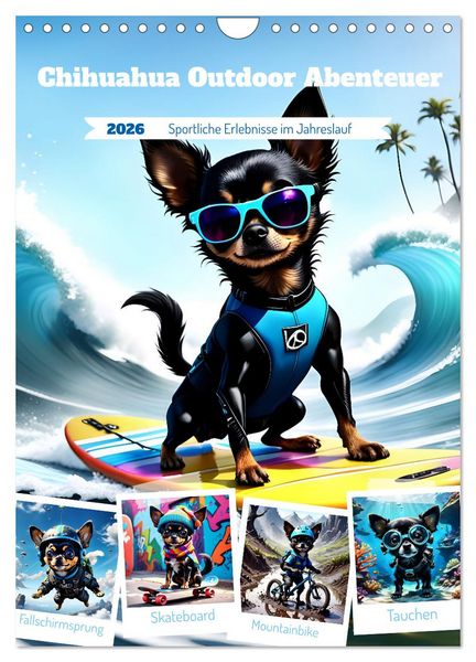 Produktbild: Chihuahua Outdoor Abenteuer (Wandkalender 2026 DIN A4 hoch), CALVENDO Monatskalender