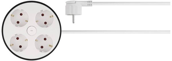 Sygonix SY-5806892 Kabeltrommel 1.50m Weiß Schutzkontakt-Stecker 
