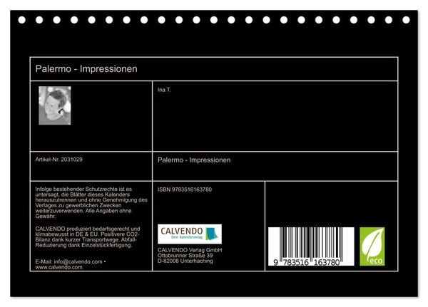 Produktbild: Palermo - Impressionen (Tischkalender 2026 DIN A5 quer), CALVENDO Monatskalender