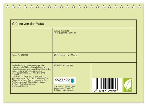 Produktbild: Gr&uuml;sse von der Maus! (Tischkalender 2026 DIN A5 quer), CALVENDO Monatskalender