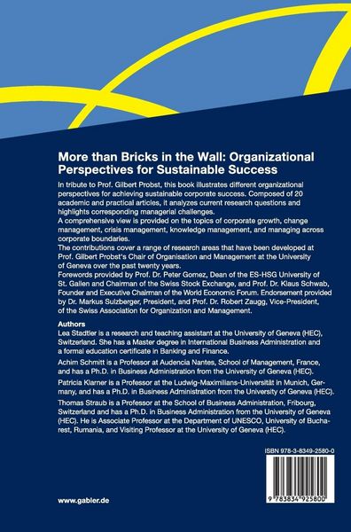 Produktbild: More than Bricks in the Wall: Organizational Perspectives for Sustainable Success