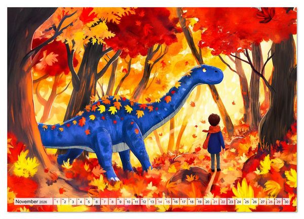 Produktbild: Abenteuer mit Dinosauriern - Tolle Dino-Freunde f&uuml;r das Jahr (hochwertiger Premium Wandkalender 2026 DIN A2 quer), Kunstdruck in Hochglanz
