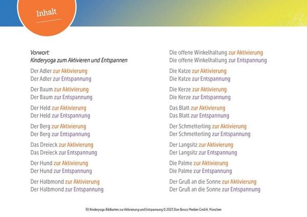 Produktbild: 30 Kinderyoga-Bildkarten zur Aktivierung und Entspannung