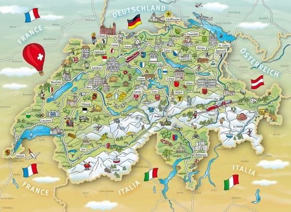 Produktbild: Schweiz - Illustrierte Karte der Schweiz