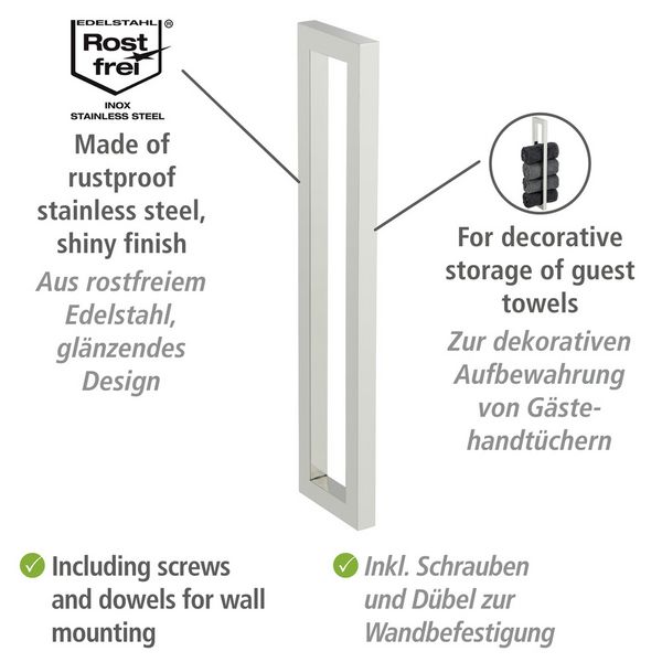 Produktbild: Edelstahl Handtuchhalter Mod. Reitani, aus rostfreiem Edelstahl