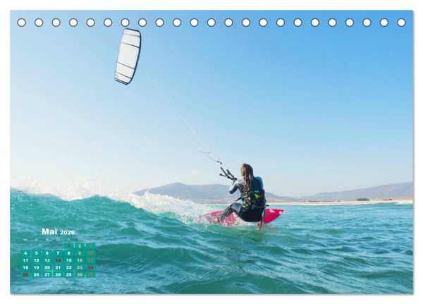 Produktbild: Kitesurfen: Mit Drachen am Meer (Tischkalender 2026 DIN A5 quer), CALVENDO Monatskalender