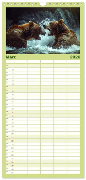 Produktbild: Familienplaner 2026 - Wildes B&auml;renland mit 5 Spalten (Wandkalender, 21 x 45 cm) CALVENDO