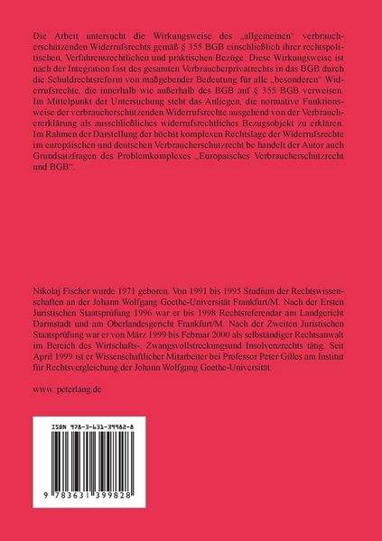 Produktbild: Das allgemeine verbrauchersch&uuml;tzende Widerrufsrecht gem&auml;&szlig; &sect; 355 BGB