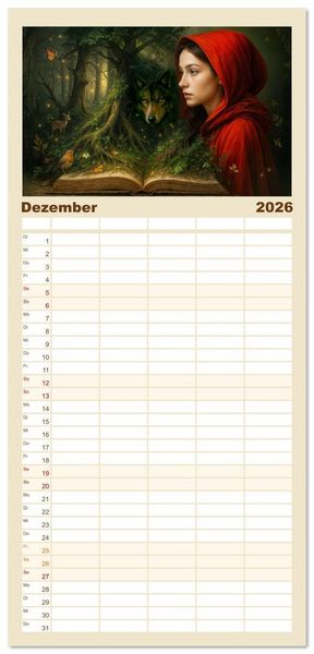 Produktbild: Familienplaner 2026 - Magische Welt der B&uuml;cher - Fantastische Abenteuer zwischen den Seiten mit 5 Spalten (Wandkalender, 21 x 45 cm) CALVENDO