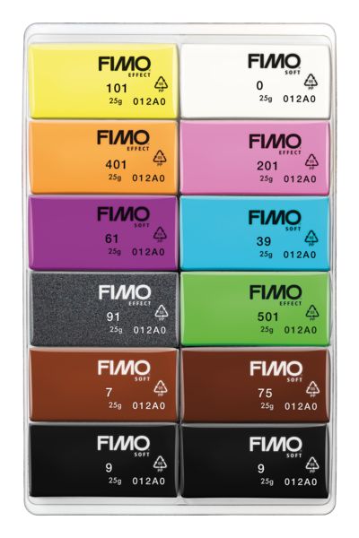 Produktbild: STAEDTLER FIMO effect 8013, ofenh&auml;rtende Modelliermasse, Neon Colours, 12 Halbbl&ouml;cken &aacute; 25 g, 8013 C12-3