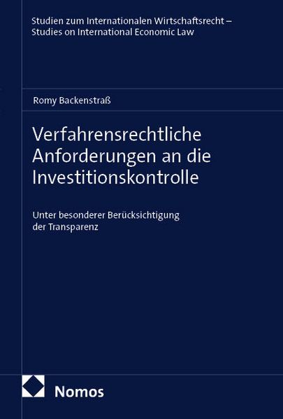 Produktbild: Verfahrensrechtliche Anforderungen an die Investitionskontrolle