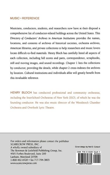 Produktbild: Directory of Conductors' Archives in American Institutions