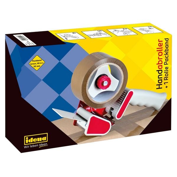 Produktbild: Idena Handabroller inkl. 1 Packband braun 5cmx66m