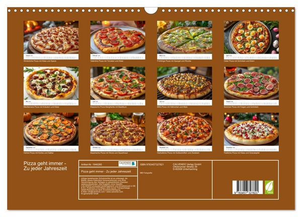 Produktbild: Pizza geht immer - Zu jeder Jahreszeit (Wandkalender 2026 DIN A3 quer), CALVENDO Monatskalender