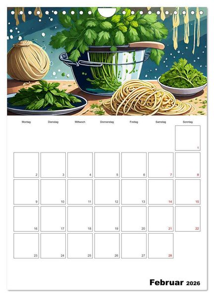 Produktbild: Nudelgerichte einmal anders serviert (Wandkalender 2026 DIN A4 hoch), CALVENDO Monatskalender