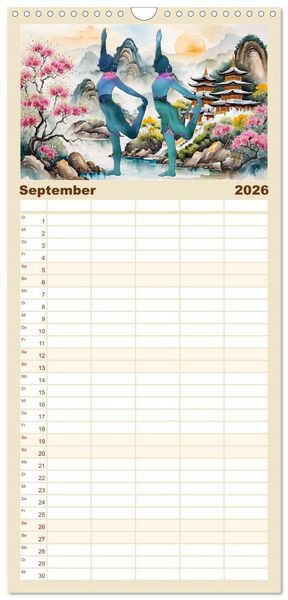 Produktbild: Familienplaner 2026 - YOGA - Harmonie von K&ouml;rper, Geist und Seele mit 5 Spalten (Wandkalender, 21 x 45 cm) CALVENDO