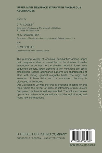 Produktbild: Upper Main Sequence Stars with Anomalous Abundances