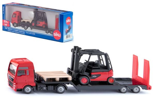 Produktbild: Siku 1763 - MAN LKW mit Linde Gabelstapler, 174x61x31mm, SikuSuper