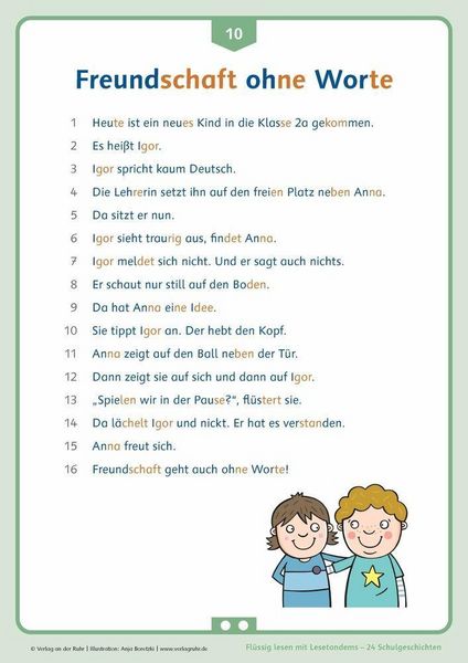 Produktbild: Fl&uuml;ssig lesen mit Lesetandems &ndash; 24 Schulgeschichten, Klasse 1/2