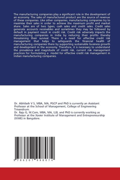 Produktbild: CREDIT RISK MANAGEMENT OF MANUFACTURING COMPANIES IN INDIA