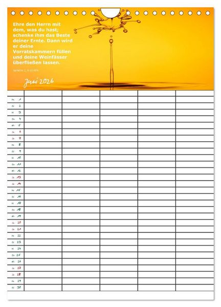 Produktbild: ein Planer mit biblischer Weisheit aus den Spr&uuml;chen Salomos (Wandkalender 2026 DIN A4 hoch), CALVENDO Monatskalender