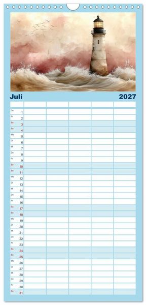Produktbild: Familienplaner 2027 - Wellenw&auml;chter mit 5 Spalten (Wandkalender, 21 x 45 cm) CALVENDO
