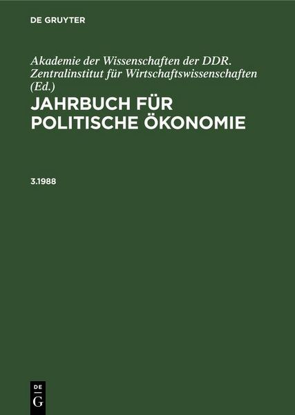 Produktbild: Jahrbuch f&uuml;r politische &Ouml;konomie. 3.1988