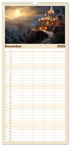 Produktbild: Familienplaner 2026 - Malerische Ritterburgen mit 5 Spalten (Wandkalender, 21 x 45 cm) CALVENDO
