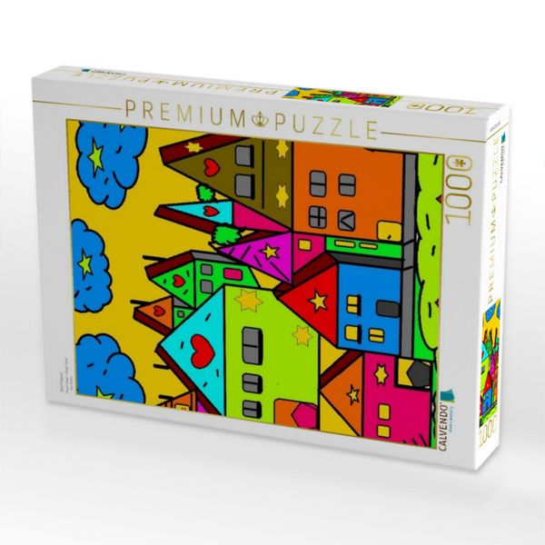 Produktbild: CALVENDO Puzzle Dorf Popart | 1000 Teile Lege-Gr&ouml;&szlig;e 64x48cm Foto-Puzzle f&uuml;r gl&uuml;ckliche Stunden
