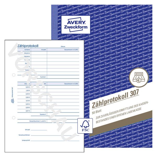 AVERY Zweckform Zählprotokoll 50 Originale weiß DIN A5 50 Blatt