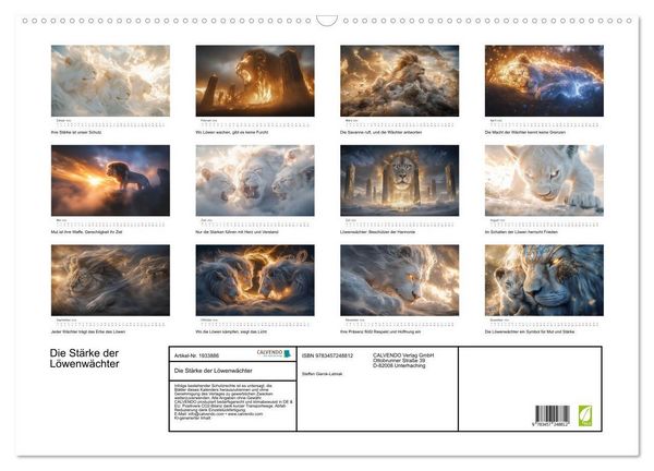Produktbild: Die St&auml;rke der L&ouml;wenw&auml;chter (Wandkalender 2026 DIN A2 quer), CALVENDO Monatskalender