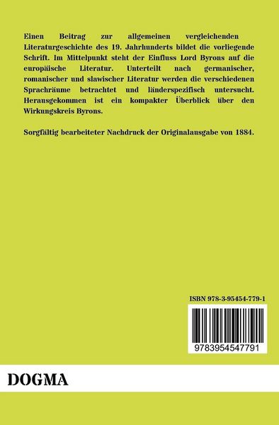 Produktbild: Lord Byron's Einfluss auf die europ&auml;ischen Literaturen der Neuzeit