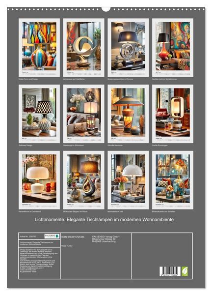 Produktbild: Lichtmomente. Elegante Tischlampen im modernen Wohnambiente (Wandkalender 2026 DIN A2 hoch), CALVENDO Monatskalender
