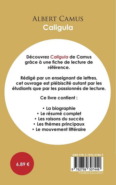 Produktbild: Fiche de lecture Caligula (&Eacute;tude int&eacute;grale)