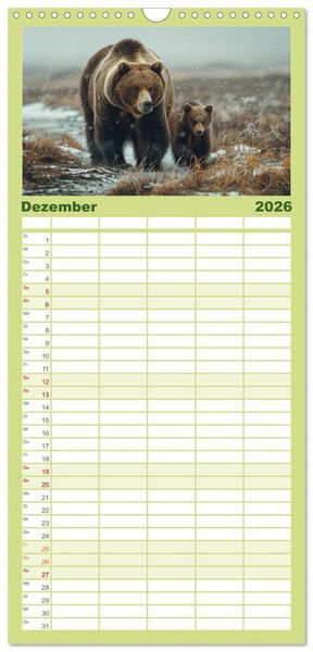 Produktbild: Familienplaner 2026 - Wildes B&auml;renland mit 5 Spalten (Wandkalender, 21 x 45 cm) CALVENDO