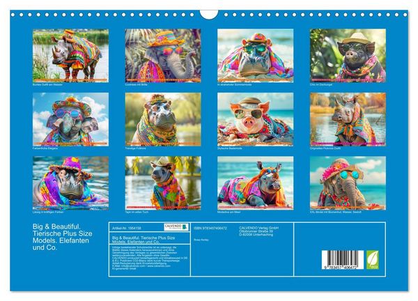 Produktbild: Big & Beautiful. Tierische Plus Size Models. Elefanten und Co. (Wandkalender 2026 DIN A3 quer), CALVENDO Monatskalender