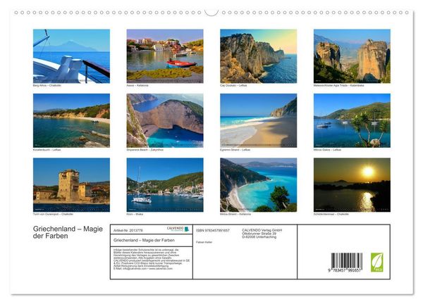 Produktbild: Griechenland &ndash;&nbsp;Magie der Farben (hochwertiger Premium Wandkalender 2026 DIN A2 quer), Kunstdruck in Hochglanz