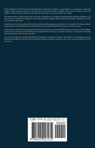 Produktbild: Blue Prism Professional Developer Certification Case Based Practice Questions - Latest Edition 2026