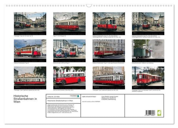 Produktbild: Historische Stra&szlig;enbahnen in Wien (Wandkalender 2026 DIN A2 quer), CALVENDO Monatskalender