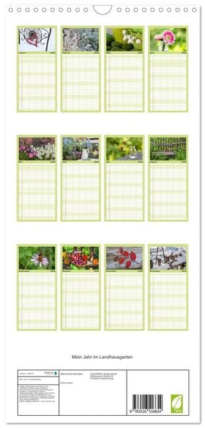 Produktbild: Familienplaner 2026 - Mein Jahr im Landhausgarten mit 5 Spalten (Wandkalender, 21 x 45 cm) CALVENDO
