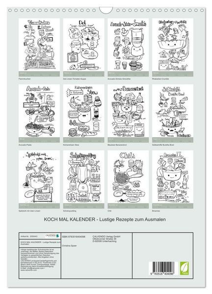 Produktbild: KOCH MAL KALENDER - Lustige Rezepte zum Ausmalen (Wandkalender 2026 DIN A3 hoch), CALVENDO Monatskalender