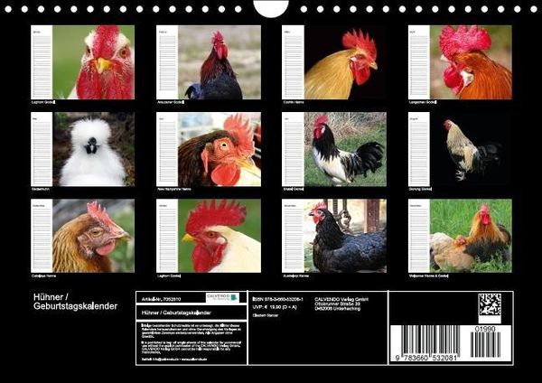 Produktbild: H&uuml;hner / Geburtstagskalender (Wandkalender immerw&auml;hrend DIN A4 quer)