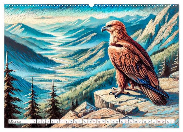 Produktbild: Der Ruf des Adlers - Majest&auml;tischer K&ouml;nig der L&uuml;fte in Aktion (Wandkalender 2026 DIN A2 quer), CALVENDO Monatskalender