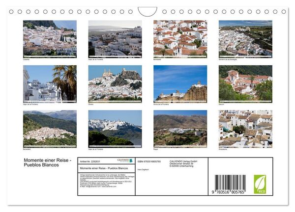 Produktbild: Momente einer Reise - Pueblos Blancos (Wandkalender 2027 DIN A4 quer), CALVENDO Monatskalender