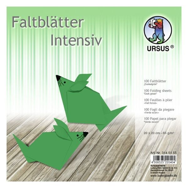 URSUS Falten Faltblätter Uni intensiv, Plakatkarton, 65 g/m², 20 x 20 cm, dunkelgrün