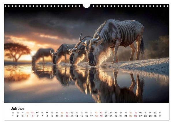 Produktbild: Gnus - die gro&szlig;en Wanderer (Wandkalender 2026 DIN A3 quer), CALVENDO Monatskalender