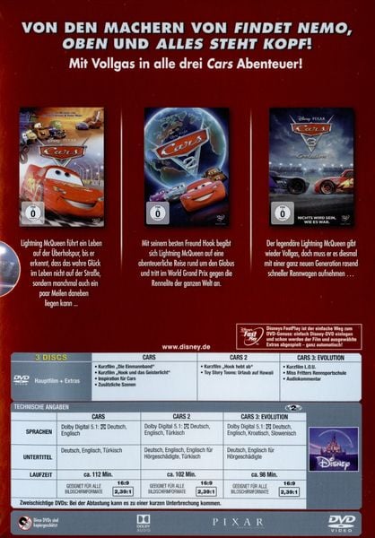 Cars 1 + Cars 2 + Cars 3 [3 DVDs]' von 'John Lasseter' - 'DVD