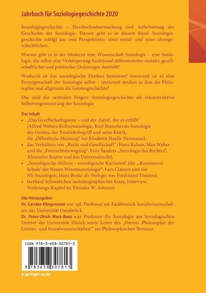 Produktbild: Jahrbuch f&uuml;r Soziologiegeschichte 2020